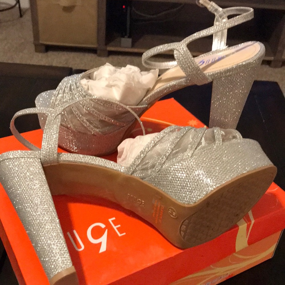 Shoes - Silver mesh. Size 11. Heels. NEVER WORN.